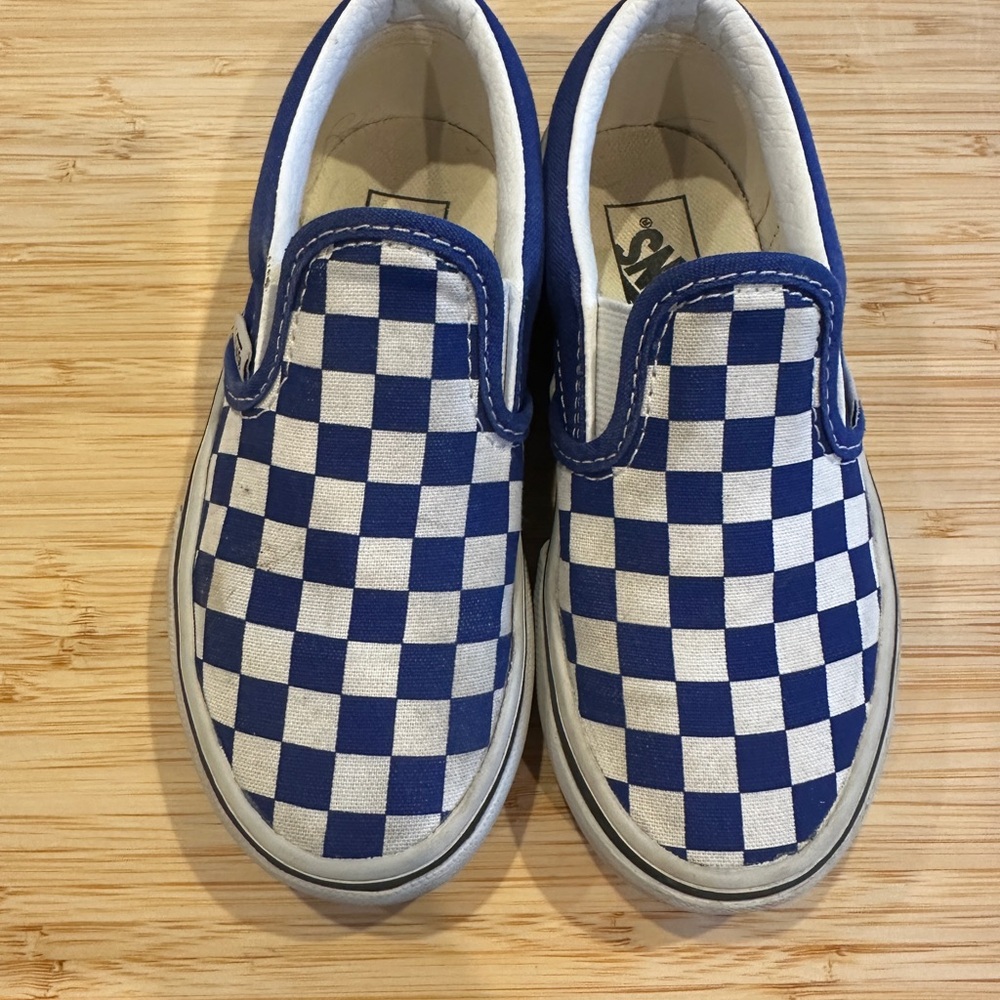 Vans Kids Blue Checkered Slip-On Shoes